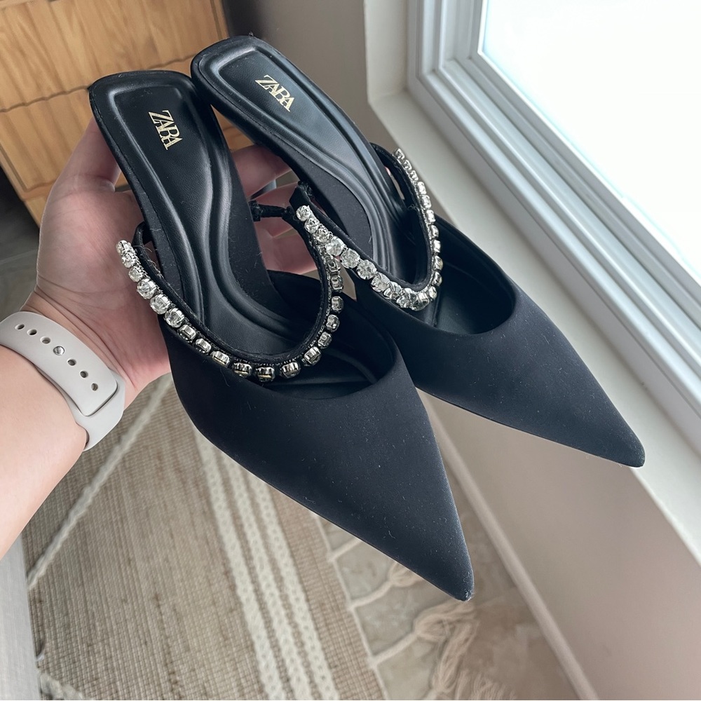 Zara Sparkly Heeled Mules - Picture 1 of 5